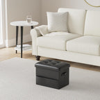 Storage Ottoman Foot Rest Stool With Thicker Foam Padded Seat. Foldable Leather Footstool Bench. Small Ottoman With Storage For Living Room Bedroom Coffee Table 350 Lbs, 17X13X13In, Black.
