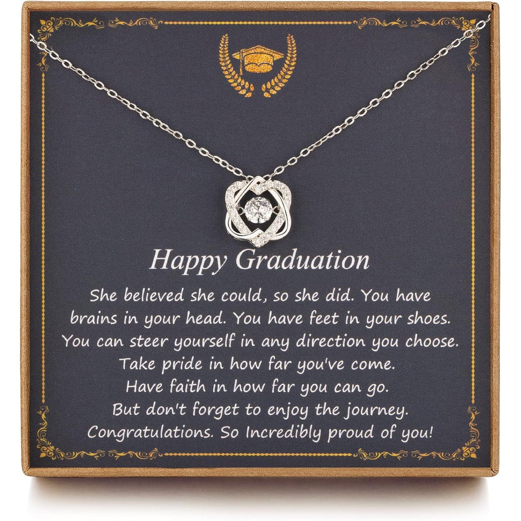 NOURISHLOV Graduation Gifts for Her 2026 College, Sterling Silver Two Interlocking Infinity Heart Necklace, Inspirational Graduation Gift, High School Graduate Gifts for Best Friend or Daughter