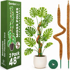 2 Pack 48'' Bendable Moss Pole Monstera Plant Support For Climbing Indoor Plants - Stakes For Potted Climbers - Tall Sticks Indoor Trellis For Houseplants - Accessories For Monstera Pot