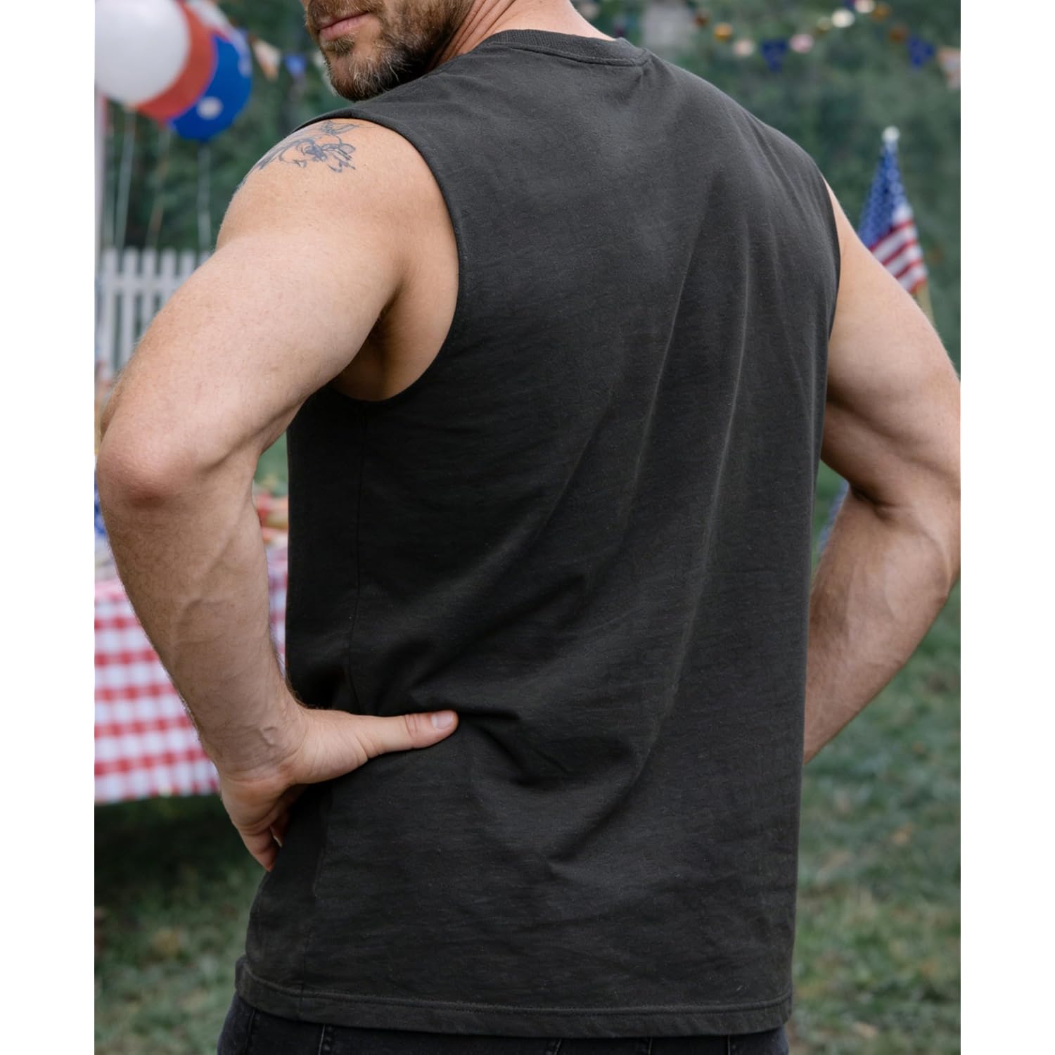 4th of July Shirts Mens Muscle Tank Top 1776 Sleeveless Graphic Gym Workout American Flag Shirt