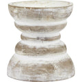 Stonebriar Antique White Wooden Pillar Candle Holder, Vintage Seaside Pillar Stand for Dining Table Centerpiece, Coffee Table, Mantel, Or Any Table Top, Small