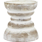 Stonebriar Antique White Wooden Pillar Candle Holder, Vintage Seaside Pillar Stand for Dining Table Centerpiece, Coffee Table, Mantel, Or Any Table Top, Small