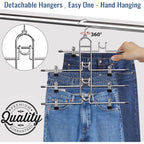Pants Hangers With Clips, Newly Upgraded Detachable Space Saving Hangers For Skirts, Shorts & Trousers With Non Slip Clip,Heavy Duty Skirt Hangers - Hanging Closet Organizer And Storage,Patent Pending