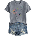 Anbech Womens Dandelion Graphic T-Shirts Teen Girls Cute Sunflower Print Casual Tee Tops