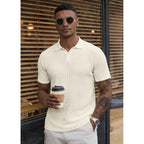 Jmierr Mens Casual Polo Shirt Summer Short Sleeve Vacation Button Beach Knit Stretchy Golf Shirts