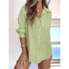 Super Soft Striped Button Down Shirts for Women Dress Shirts Long Sleeve Casual Collared Work Shirt with Pocket