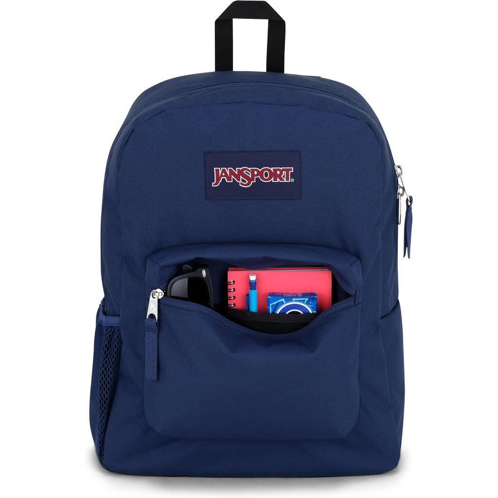 Jansport Cross Town Backpack 17" X 12.5" X 6" - Simple Bag For Everyone With 1 Main Compartment, Front Utility Pocket - Premium Class Accessories - Navy