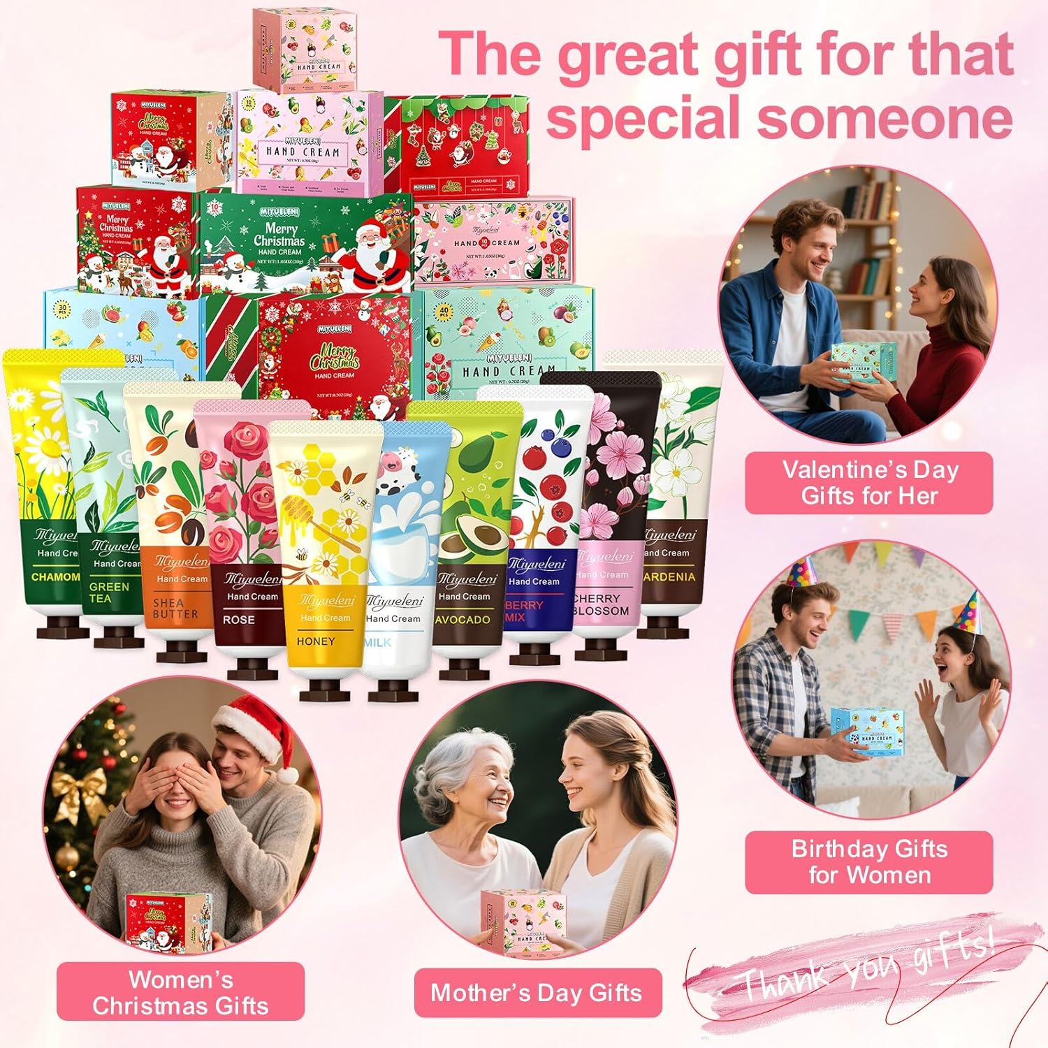 20 Pack Hand Cream Gift Set,Mothers Day Gifts,Moisturizing Hand Lotion for Dry Hands,Birthday Gifts for Women& Teen Girls,Teacher Appreciation Gifts,Nurses Week Gifts,Travel Size Bulk
