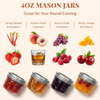 Cyclemore 40 Pcs 4Oz Clear Glass Mini Mason Jars With Silver Separable Lids And Diamond Appearance, Small Spice Canning Jars For Honey, Jam, Jelly, Wedding Favors, Kitchen Food Storage