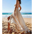 R.Vivimos Womens Summer Boho Sexy Backless Long Dresses
