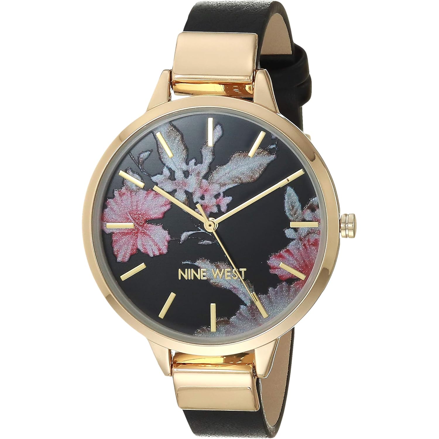 Nine West Women's Floral Dial Smooth Strap Watch
