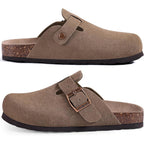 Kidmi Unisex Vegan Suede Clogs Leather Mules Womens Mens Cork Footbed Potato Shoes With Arch Support