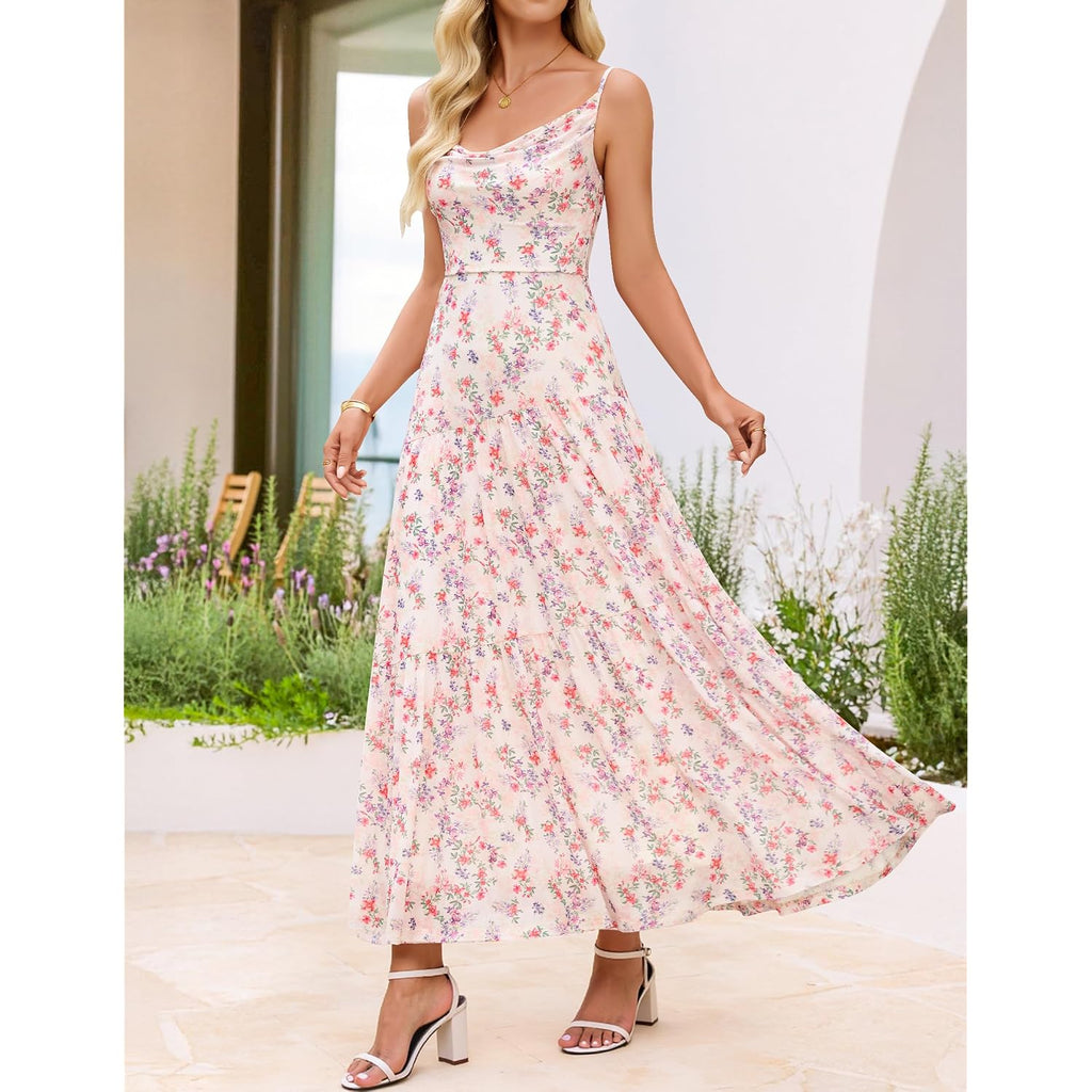 Zesica Women'S Summer Floral Sleeveless Maxi Dress 2026 Boho Mesh Spaghetti Strap Flowy Beach Wedding Guest Long Dresses