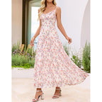 Zesica Women'S Summer Floral Sleeveless Maxi Dress 2026 Boho Mesh Spaghetti Strap Flowy Beach Wedding Guest Long Dresses