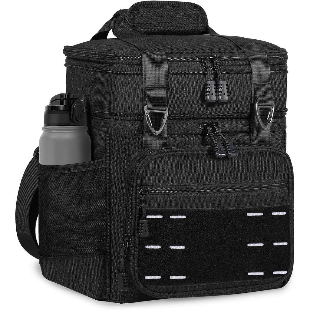 Lunch Box Cooler Bag - Tactical Insulated Lunchbox For Men - Large Soft Expandable Lunch Pail For Adults Work Outdoor Shifts Trips Black 16L