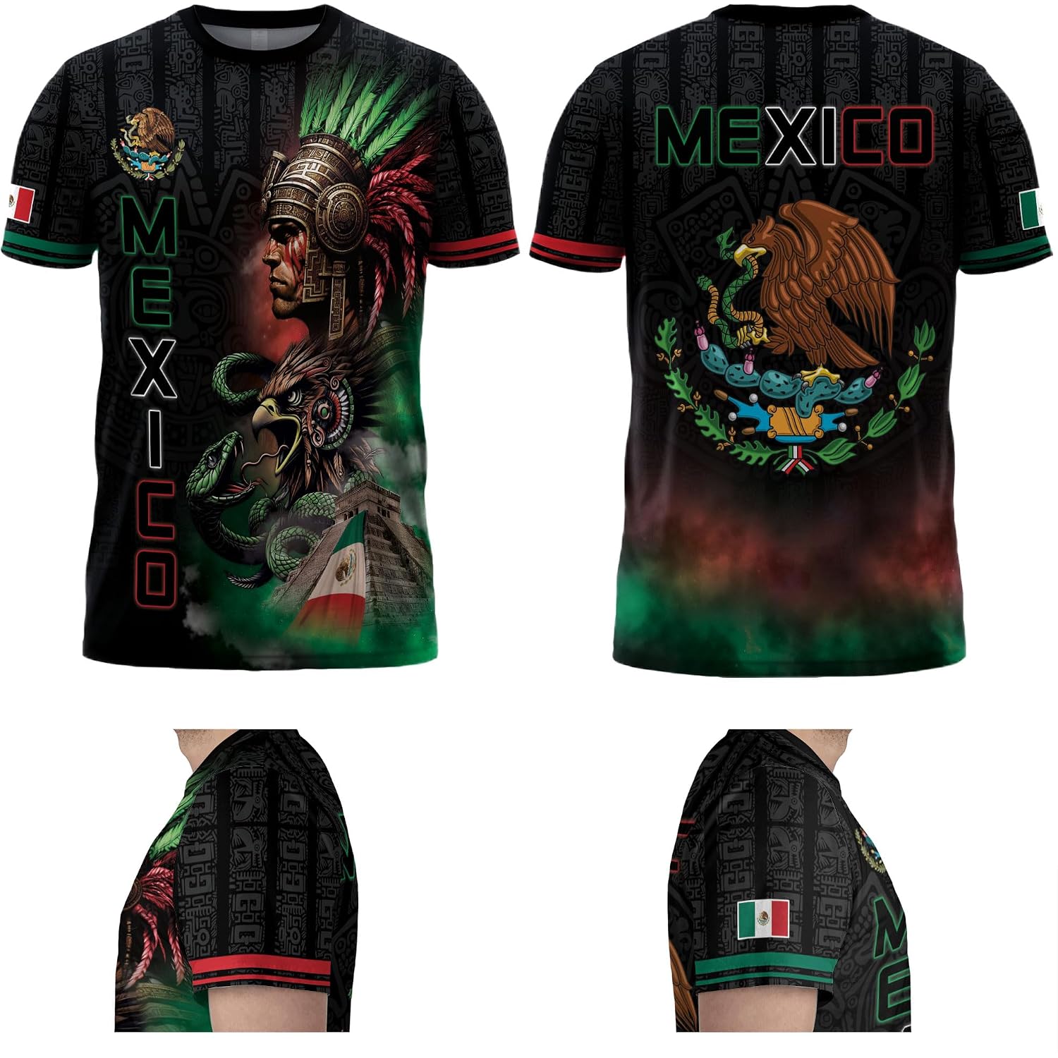 Aztec Shirt For Men, Mexican Flag Shirt, Vintage Mexican Tshirt, Mexico Shirts Men