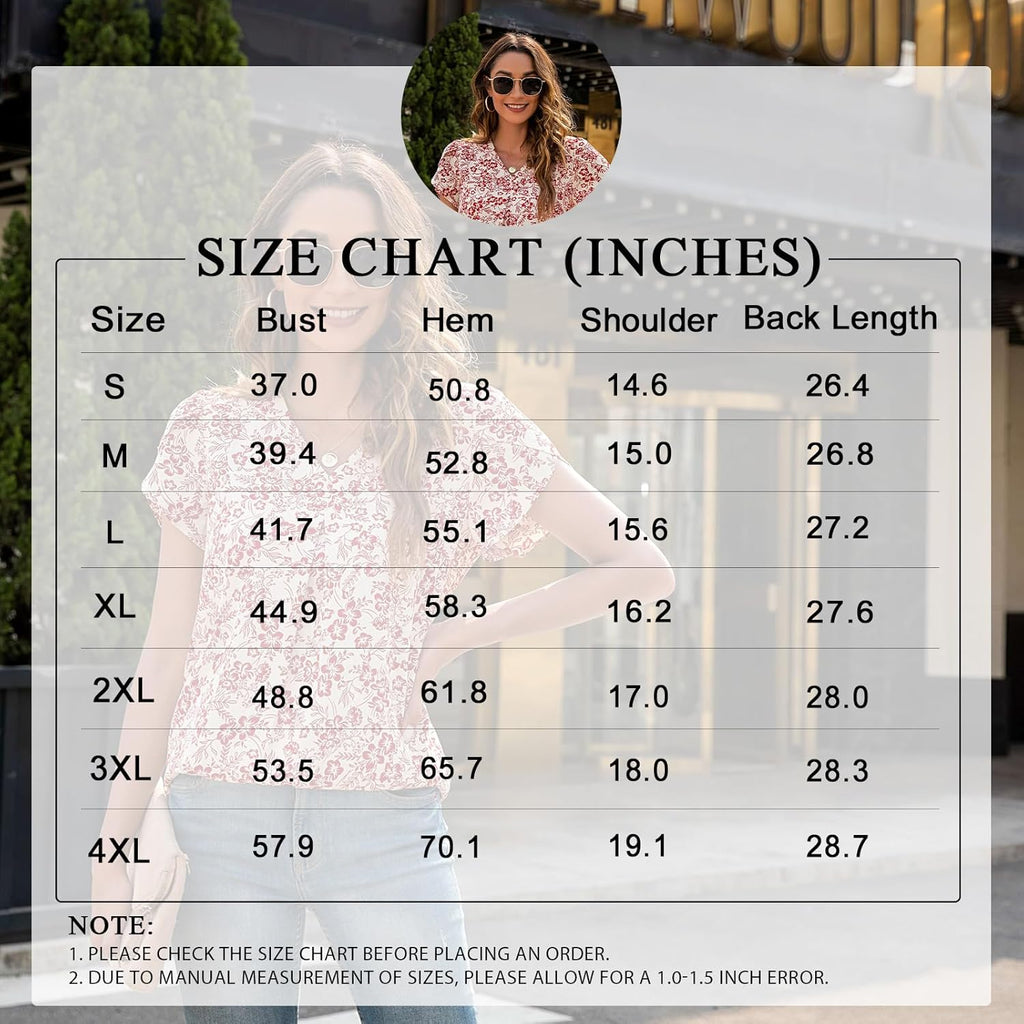 Women's Summer Tunic Tops Dressy Casual Chiffon Blouses Plus Size Short Sleeve T-Shirts for Leggings