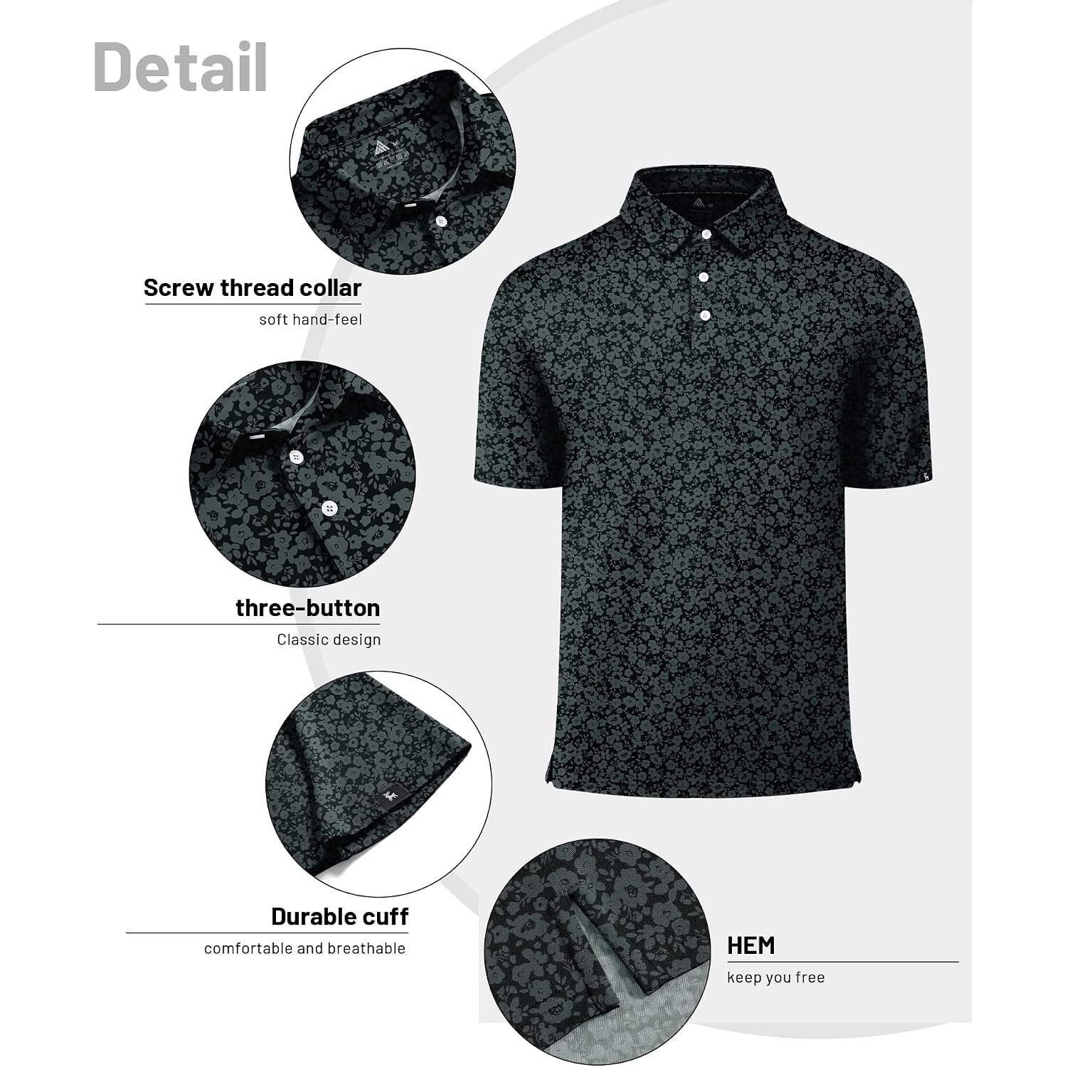 Zity Mens Print Polo Shirts Short Sleeve Moisture Wicking Shirts For Men Golf Tennis Daily Casual Collared T-Shirt