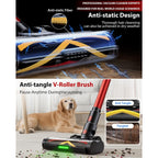 Cordless Vacuum Cleaner, 75Mins/55Kpa/650W Freestanding Vacuum Cleaners For Home, With Anti-Static&Anti-Tangle Brush, Led Touch Screen, Stick Vacuum For Carpets, Pet Hair, Hardwood Floors