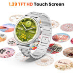 Hwagol Smart Watches for Women Android Phones iPhone Compatible(Bluetooth Call),1.39'' Round Fitness Tracker Heart Rate/Sleep Monitor,100+Sport Modes Pedometer