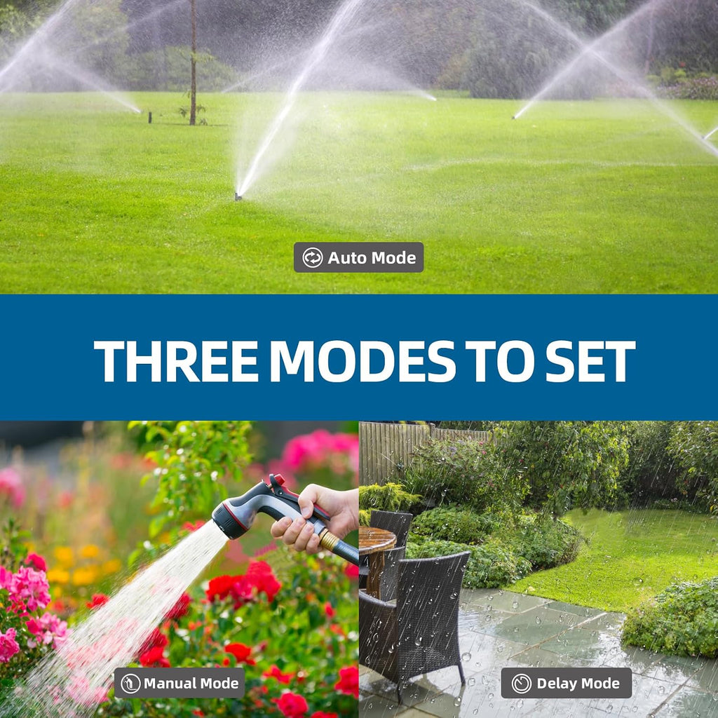 Sprinkler Timer Outdoor, Digital Programmable For Garden Hose, Irrigrtion Timer With Rain Delay And Manual Mode (2 Oulets, 1 Pack)
