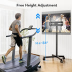 Mobile Tv Cart Stand With Wheels For 23-60" Tvs, Height Adjustable, Portable Floor Stand Holds Up To 88 Lbs, Rolling Tv Mount Max Vesa 400X400Mm