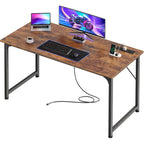 47 X 20 Inch Computer Desk, Power Outlets, Usb-C, Rustic Brown | Office Desk With 4 Ac Outlets, Usb & Usb-C, Sturdy Metal Frame, Spacious Desktop For Work, Writing, Study & Gaming