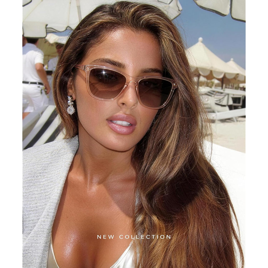 KALIYADI Womens-Sunglasses Polarized Sunglasses-Womens Trendy: Retro Sun Glasses with UV Protection for Travel Driving A02-black/Gradient Brown/Pink