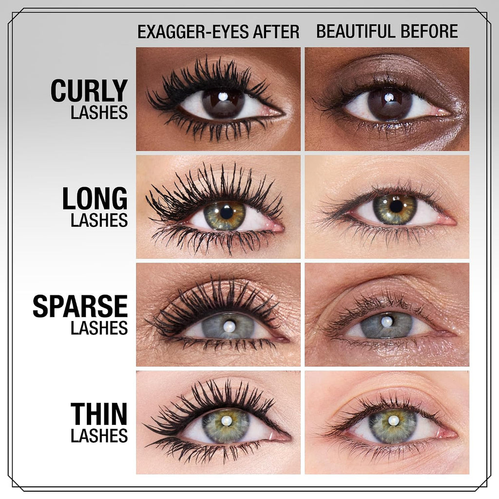 Charlotte Tilbury Exagger-Eyes Instant Volume Mascara Makeup – Volumizing, Lengthening, No‑Clump Mascara With 28‑Hour Smudge‑Proof & Flake‑Proof Wear – All Day Wear Formula