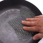 8"x6" Cast Iron Scrubber Stainless Steel Chainmail Cleaner for Pre-Seasoned Pans, Griddles, BBQ Grill and Pot Cookware Cleaning