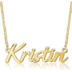 TRANGEL Name Necklace Personalized with Curb Chain, Dainty Custom Necklace with Name for Women 925 Sterling Silver Gothic Style Customized Nameplate Necklace Gifts for Christmas