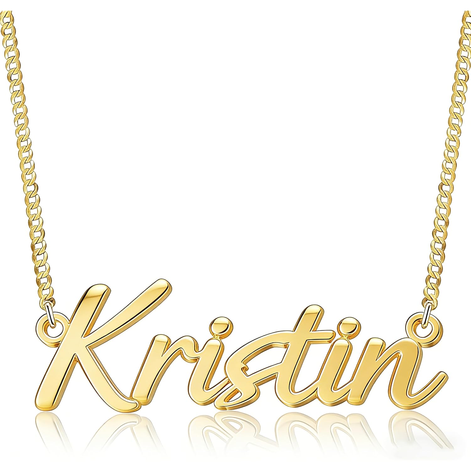 TRANGEL Name Necklace Personalized with Curb Chain, Dainty Custom Necklace with Name for Women 925 Sterling Silver Gothic Style Customized Nameplate Necklace Gifts for Christmas