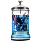 Disinfectant Jar, 33 Oz Midsize Disinfecting Glass Jar for Manicure & Spa Implements, Salon Barber Tools - 7.9"H x 3.8"W