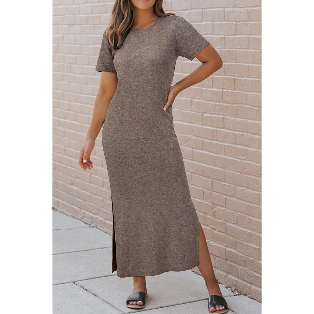 Arach&Cloz Women'S Wool Blend Lightweight Spring Casual T Shirts Maxi Dress 2026