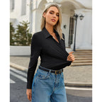 Siliteelon Button Down Shirts For Women Stretch Long Sleeve Wrinkle Free Collared Fitted Business Casual Tops Work Blouse