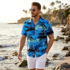 Mens Hawaiian Shirts Tops Short Sleeve Floral Button Down Beach Shirt Vintage Tropical Palm Summer Lightweight Blouses Male