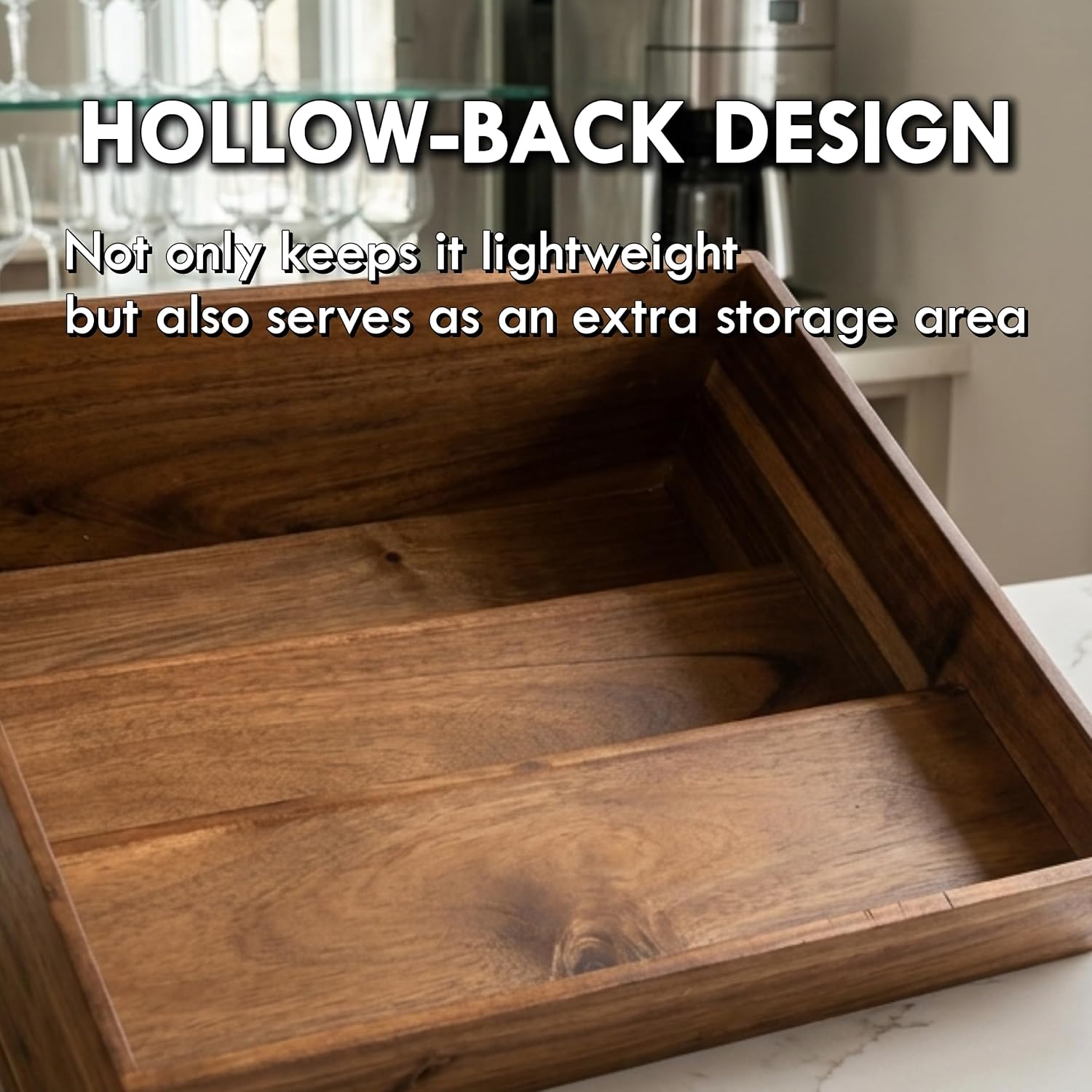 Premium Real Acacia Wood 3-Tier Liquor Bottle Display Shelf | No Assembly, Water Resistant, Extra Deep Steps, Bar Stand For Whiskey, Wine