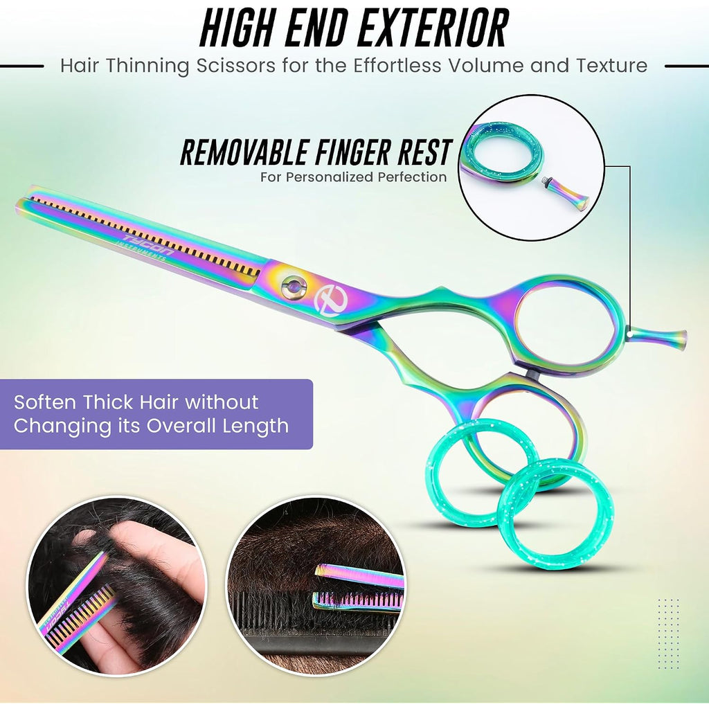 6.5" Thinning Shears For Hair Cutting - 2.7" Sharp Blade - J2 Stainless Steel Hair Thinning Scissors - Sturdy & Ergonomic Texturizing Shears - Perfect Hair Thinning Shear For Salon & Home