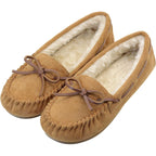 Vonair Women's Moccasin Slippers Micro Suede Warm Faux Fur Pile Lined Lace-Up Cozy Bow Indoor & Outdoor Moccasins Slip On Loafers Shoes for Women
