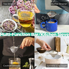 Homestia 3.3" Fine Mesh Strainer For Kitchen, 304 Stainless Steel Cocktail Sieve Sifters For Food, Liquid Drink Strainers Cup For Tea, Rice, Oil, Noodles, Fruits, Vegetables (Silver)