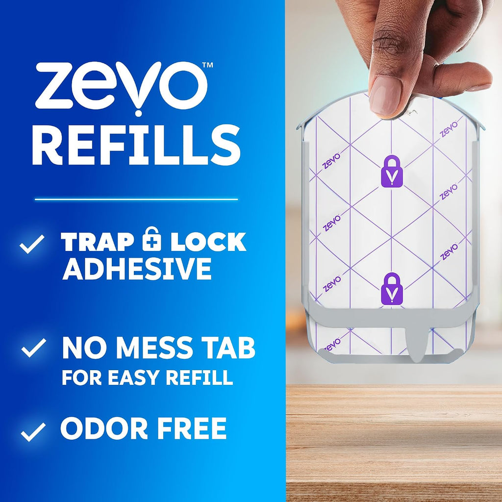 Zevo Flying Insect Trap Official Refill Cartridges - Fits Zevo Trap And Max Indoor Fly Trap, Trap+Lock Technology Fly Trap Refill For Gnats, House Flies & Fruit Flies (4 Official Refill Cartridges)