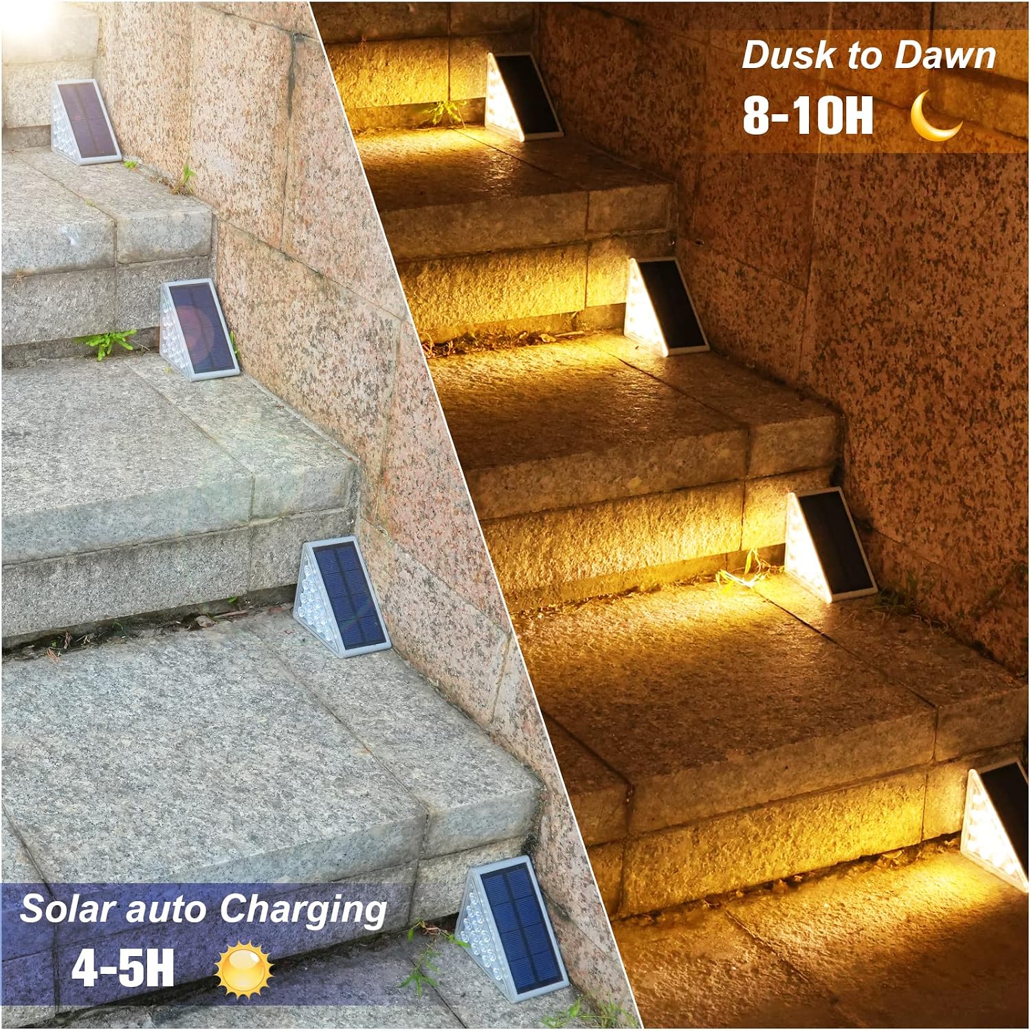 Volisun Solar Stair Lights 6 Pack, Solar Step Lights Outdoor Waterproof Ip67, Led Outdoor Step Light,Outdoor Light Decor For Garden Stair, Deck, Front Step, Front Porch, And Patio（3000K）