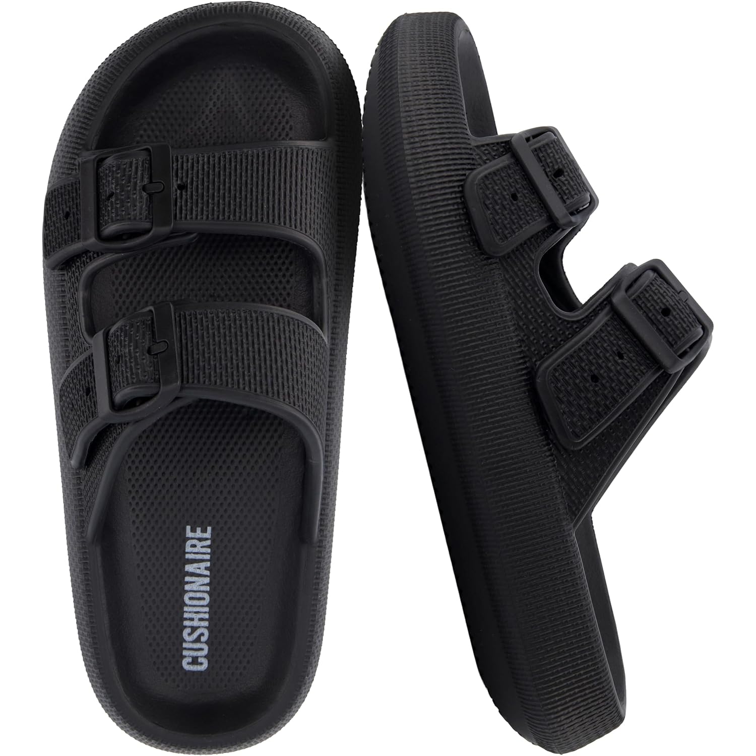 Cushionaire Fame Pillow Recovery Sandals For Women, Adjustable Double Buckle Waterproof Eva Cloud Slides For Women