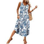 Wiholl Summer Dresses For Women 2026 Button Front Sleeveless Casual Midi Dress Beach Vacation Sundresses With Pockets