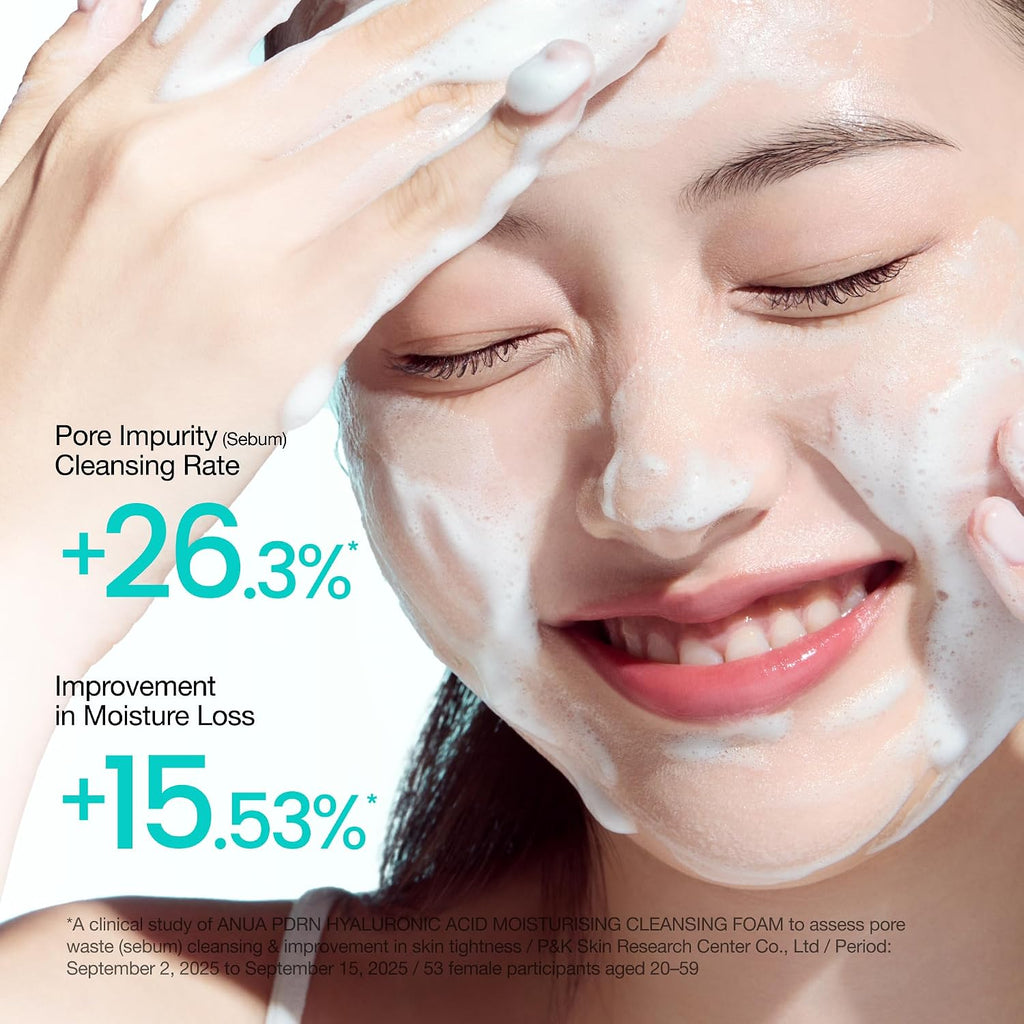Anua Pdrn Hyaluronic Acid Moisturizing Cleansing Foam, Daily Gentle Face Wash For Dry Skin, Salmon Dna Hydrating & Soft Facial Cleanser, Barrier Repair & Glow Glass Skin, Korean Skincare, 5.07 Fl Oz.
