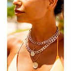 MJartoria Layered Necklaces for Women Trendy Retro Coin Pendant Necklace Dainty Chunky Chain Choker Necklaces for Jewelry Birthday Gifts