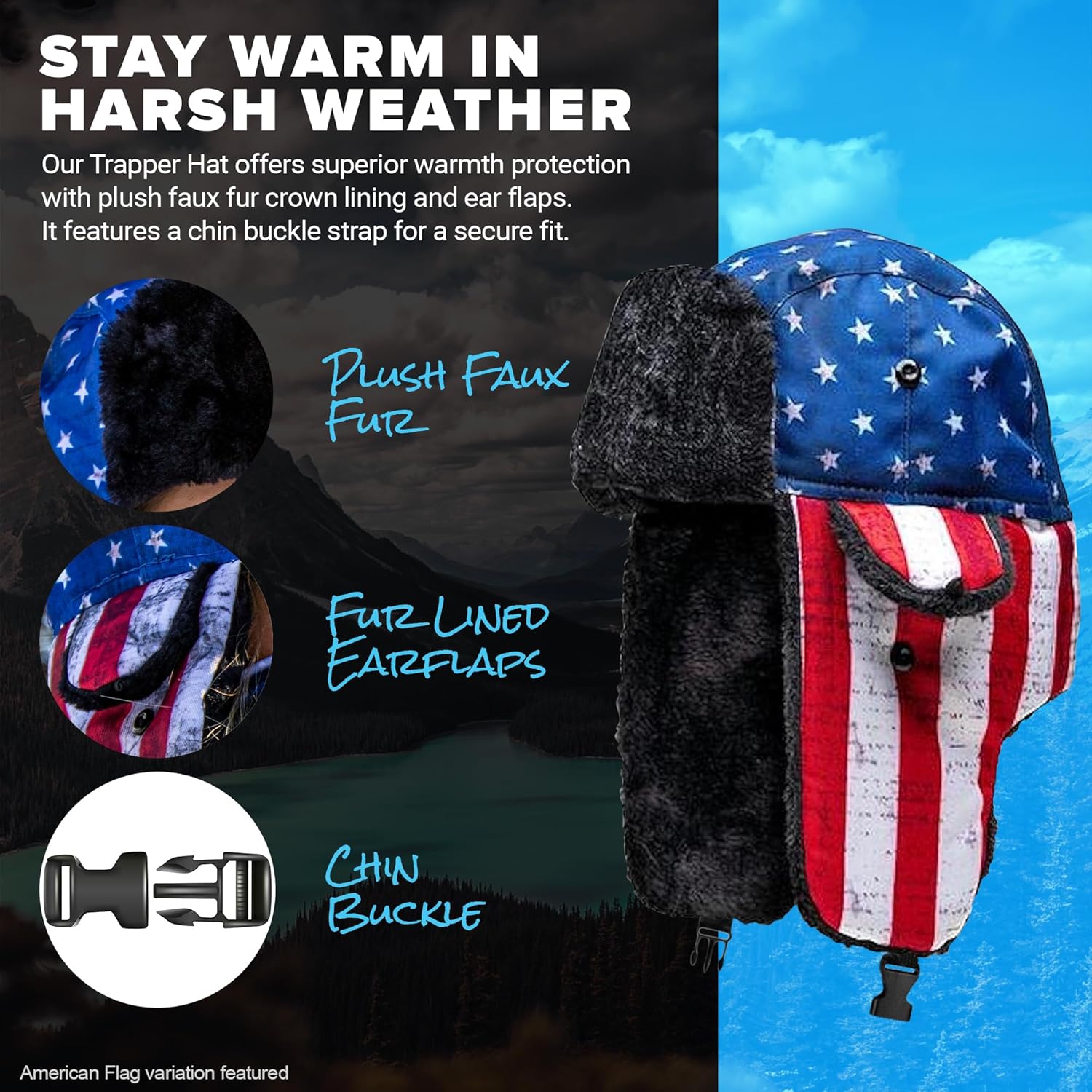 SA Company Trapper Hat Winter Hats for Men & Women | Ushanka Russian Hat | Faux Fur Hat with Ear Flap (Snow Camo)
