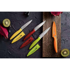VITUER Paring knife, 4PCS Paring knives (4 Knives and 4 Knife cover), 4 Inch Peeling Fruit and Vegetable Knife, Ultra Sharp Kitchen Knives, German Steel, PP Plastic Handle