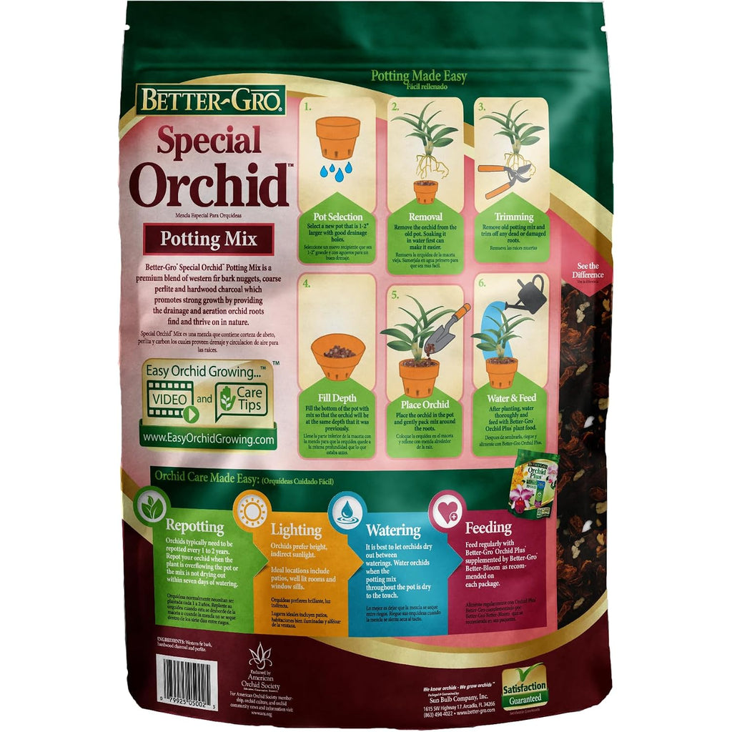 Better-Gro Special Orchid Mix - Premium Grade Orchid Bark Potting Mix For Potting, Repotting, Enhanced Drainage, Air Flow & Root Ventilation, Ideal For Phalaenopsis, Cattleyas, Dendrobiums - 4 Quarts