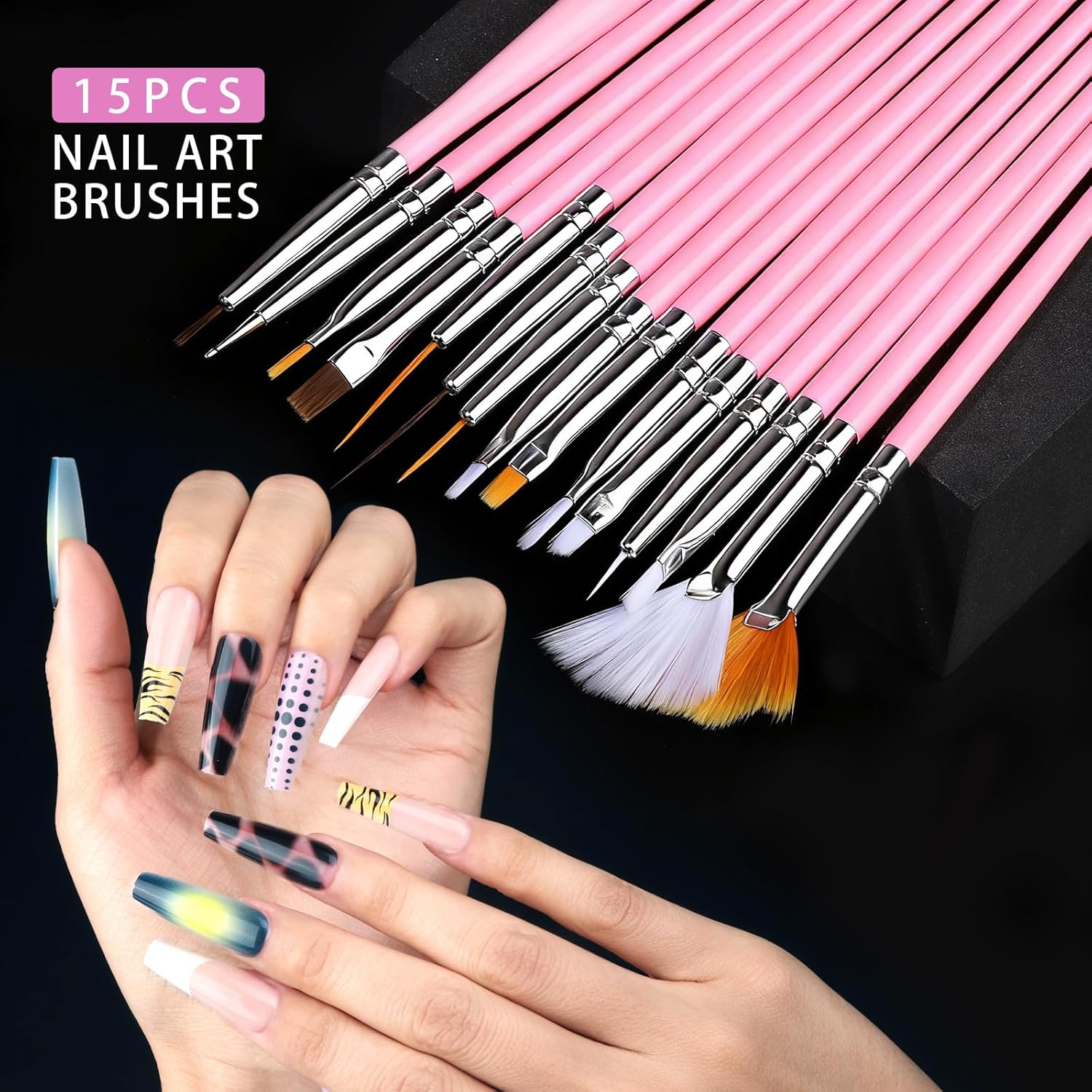 Teenitor 4 Boxes Nail Charms and Gems Set, Nail Rhinestones Nail Kit with Nail Art Brushes Nail Stand, Nail Gems Nail Design Tools with 15pcs Nail Stickers, Gold Nail Pearls for Women Nail Decorations